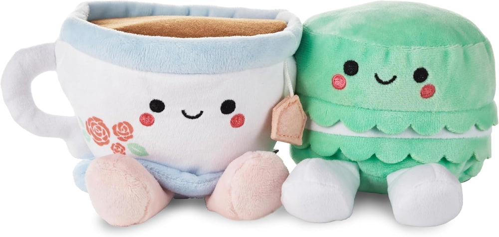 Hallmark Better Together tea and macaron soft toy pair set, cozy plush toys for gifting or decoration.