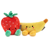 Hallmark Better Together strawberry and banana soft toy pair, featuring plush fruit characters with smiling faces, perfect for gifts.