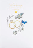 Hallmark wedding card featuring a traditional gold rings design for couples, ideal for wedding celebrations and card gifting.