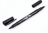 Black Helix dual-tip fabric and laundry marker with fine and broad tips, suitable for marking clothing and fabrics.