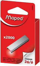 Helix Staples 26/6 x 2000 in peggable box, standard metal staples for office or home use.