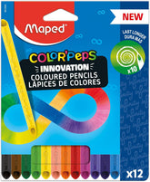 Set of 12 Helix Maped Color’peps Infinity coloured pencils in vibrant shades, arranged in a pack for stationery use.