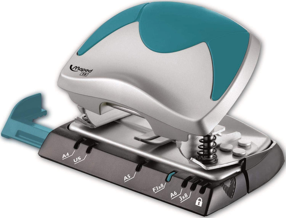 Helix Puncher Ergologic 15 sheets, 2H punch, office stationery, compact design for hole punching in a blister pack