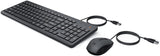 HP 150 wired keyboard and mouse combo with ergonomic design, quiet keys, and 1600 DPI for smooth, precise performance.