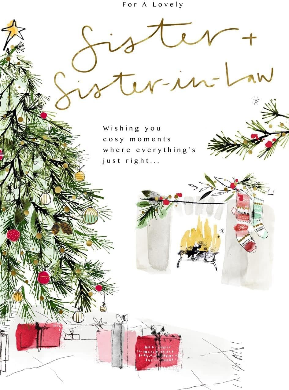 Christmas Card for Sister & Sister-in-Law – Open Verse 090 Festive Design