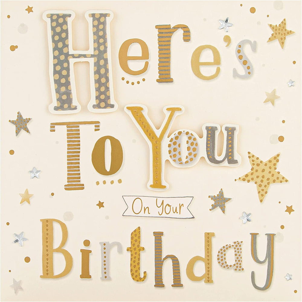 Classic Gold and Silver Text Birthday Card