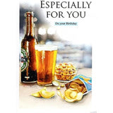 ICG Ltd open birthday card featuring beer design from the Essence Range, showcasing a colorful and festive illustration.