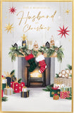 UK Greetings Christmas Card for Husband - Cosy Fireplace Design