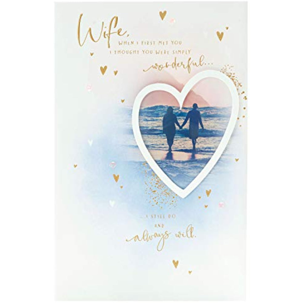 UK Greetings Wife Valentines Day greeting card with meaningful design and envelope, featuring romantic and heartfelt imagery.