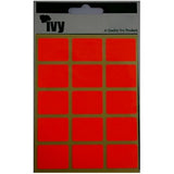 Ivy Stationery pack of 60 red fluorescent rectangular adhesive labels, 19x25mm, with bright, visible surface for organization.