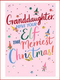 Christmas Greeting Card for Granddaughter with Festive Seasonal Design and Loving Wishes