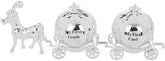 Silver keepsake box by Joe Davies, shaped like Cinderella's carriage, for storing first tooth and curl, ideal for christening gifts.