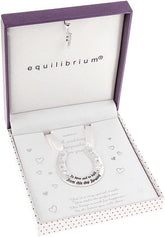 Joe Davies Equilibrium Wedding Horseshoe Keepsake showcasing a decorative silver-toned wedding keepsake with intricate design.