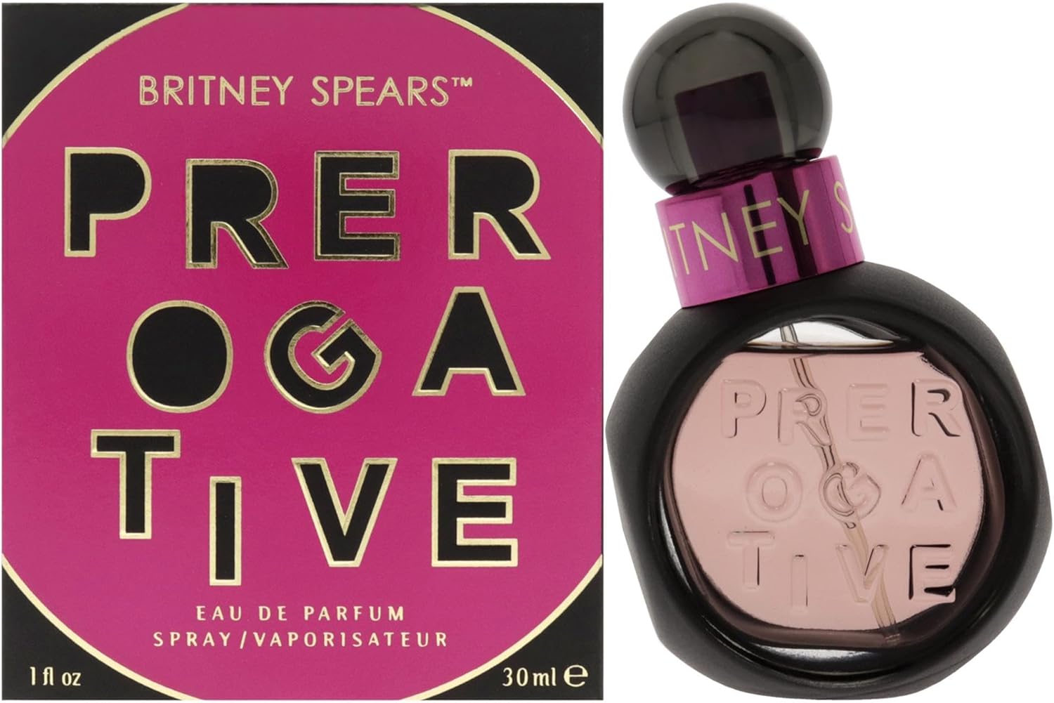 Britney Spears Prerogative Eau de Parfum spray bottle with floral and fruity design, showcasing the fragrance packaging.