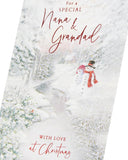 UK Greetings Christmas Card for Nana & Grandad – Stunning Snowcouple Design