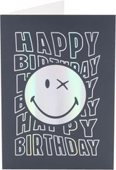 Silver Foil Smiley World Birthday Card – Perfect for Boys and Him