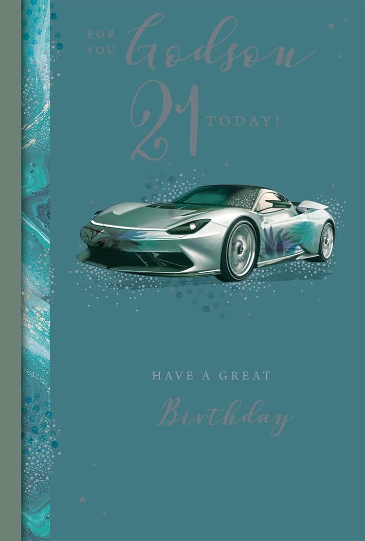 Kingfisher 21 Godson greeting card featuring colorful, illustrated design suitable for celebrating a special occasion.