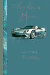 Kingfisher 21 Godson greeting card featuring colorful, illustrated design suitable for celebrating a special occasion.