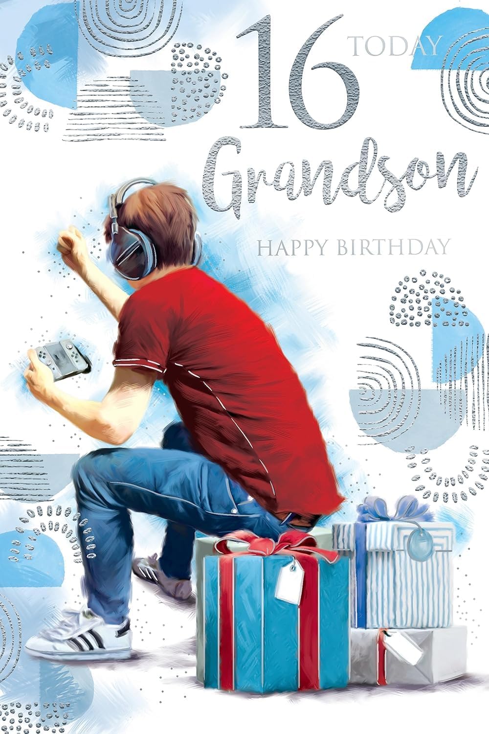 Kingfisher Age 16 grandson birthday greeting card featuring colorful design and festive message for a special celebration.