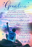 Kingfisher greeting card featuring a heartfelt birthday message and mountain-themed design for a special grandson.