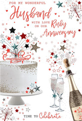 Kingfisher Husband Ruby greeting card featuring a heartfelt design, perfect for celebrating special occasions with love.
