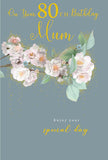 Kingfisher Mum 80 greeting card featuring a colorful design, perfect for celebrating mothers with a heartfelt message.