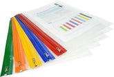 Rapesco Zippi Bag with Metal Zip, A4+, Clear with Assorted Bright Coloured Zip Strips (Pack 5)
