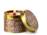 Lily-Flame All Is Well scented tin candle with floral design, perfect for home fragrance and cozy ambiance.