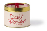 Lily-Flame Dolly Rocker scented tin candle with floral and vintage design, perfect for home decor and cozy ambiance.