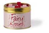 Lily-Flame Fairy Kisses scented tin candle with floral design and soft pastel colors, perfect for adding a cozy ambiance.
