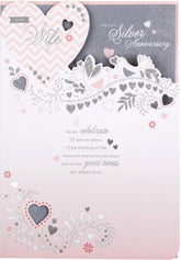 25th Glitter Finished Wife Silver Anniversary Card