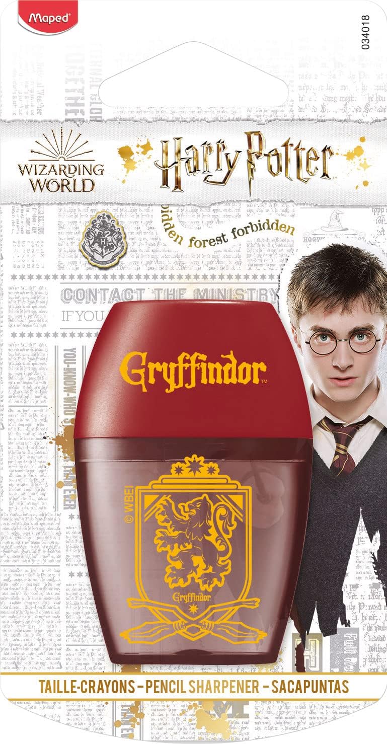 Maped Harry Potter pencil sharpener with Harry Potter-themed design, compact and easy to use for school and creative writing.