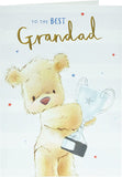 UK Greetings Teddy & Trophy Father's Day card for Grandad, featuring a cute teddy bear and trophy illustration.