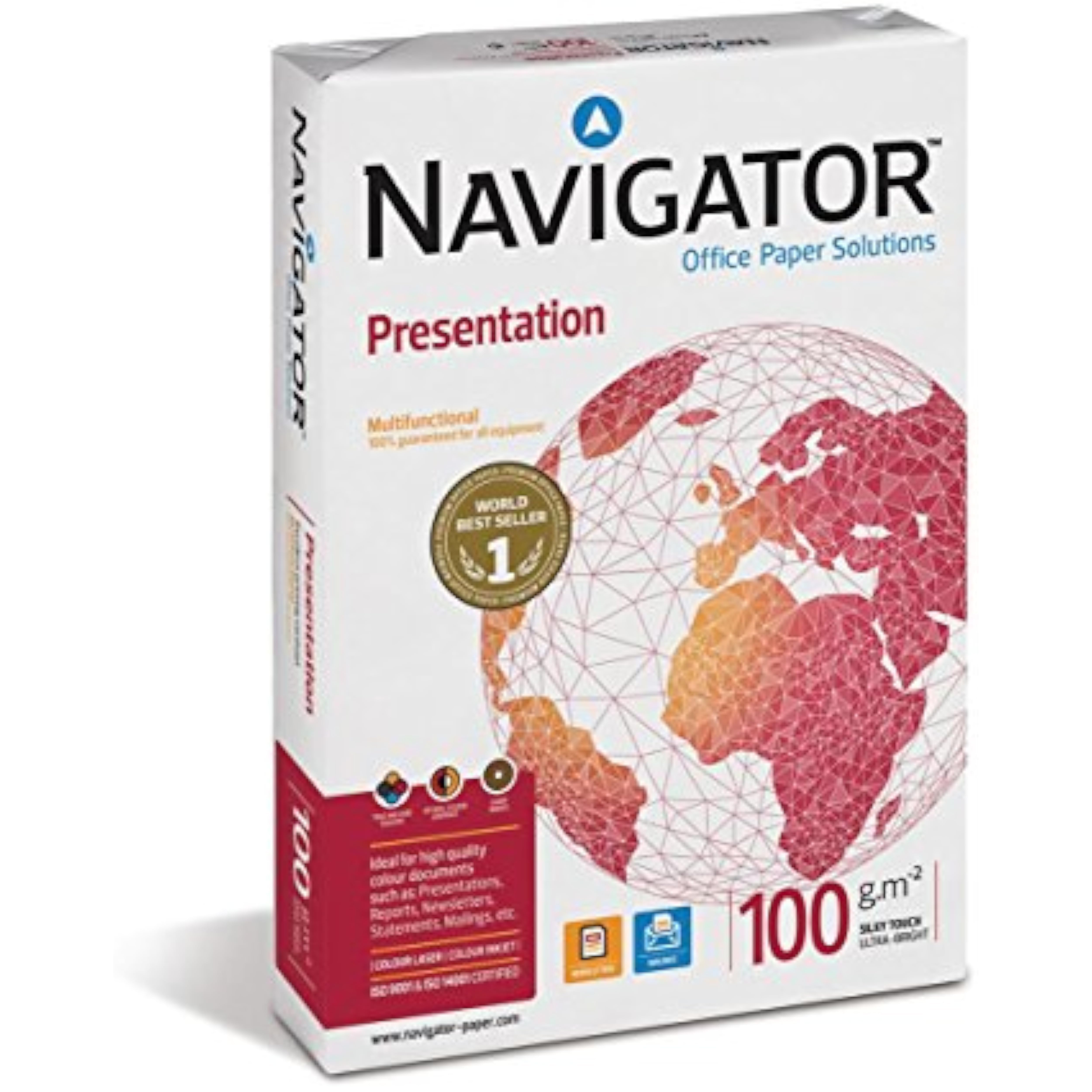 Navigator Presentation A3 Copier Paper, 100gsm, 500 sheets, white ream of high-quality printing paper for presentations and copying