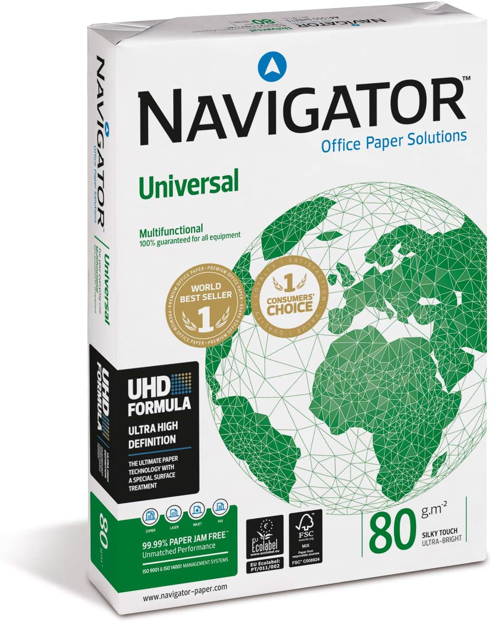 Navigator Universal A3 Copier Paper 80gsm, 500 sheets, crisp white lightweight paper for printing and copying tasks.