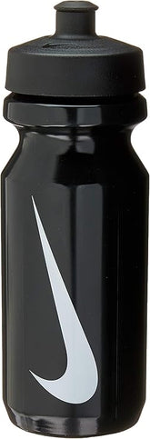 Nike unisex black water bottle with a large mouth opening, designed for easy drinking and refilling, made of durable drinkware material.
