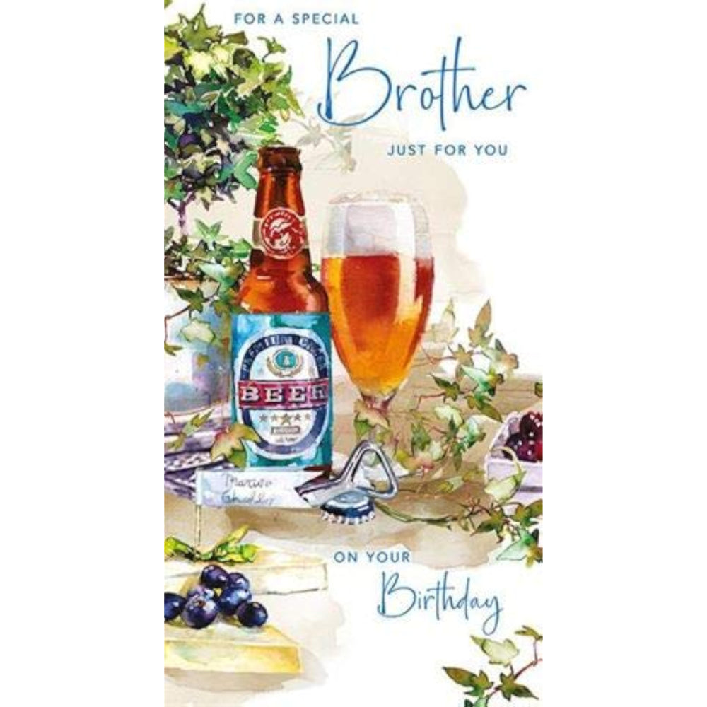 NQ special brother birthday beer greeting card with festive design perfect for celebrating a brother's birthday.