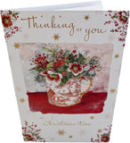Thinking of You at Christmas greeting card by NQ featuring festive Christmas anemone flower design.