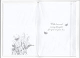 Sympathy card featuring butterflies and lily of the valley flowers, with soft pastel colors and elegant design by NQ.