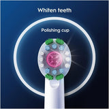Set of 12 Oral-B 3D White replacement toothbrush heads for electric toothbrushes, designed for whitening and thorough cleaning.