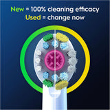 Eight Oral-B 3D White replacement toothbrush heads for effective teeth whitening and cleaning.