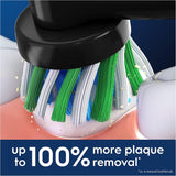 Set of eight Oral-B CrossAction black replacement toothbrush heads with angled bristles for effective cleaning.