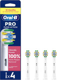 Set of four Oral-B Floss Action replacement toothbrush heads for deep cleaning and plaque removal.