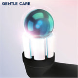Six black Oral-B iO Gentle Care replacement brush heads for electric toothbrush, designed for gentle cleaning.
