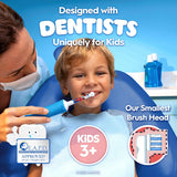 Four Oral-B Kids Marvel Spider-Man replacement toothbrush heads designed for children’s electric toothbrushes, featuring Spider-Man graphics.