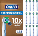 Oral-B Precision Clean replacement toothbrush heads, 12-pack, compatible with electric toothbrushes for thorough cleaning.