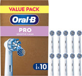 Set of 10 Oral-B Sensitive Clean replacement toothbrush heads for gentle cleaning and oral hygiene.