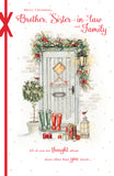 Christmas Door Decorated Brother & Sister-in-Law & Family Christmas Card – Festive Design