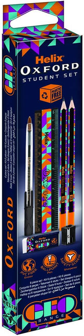 Orange Oxford Geo Student Set for math, includes geometry tools and stationery, ideal for students and classroom use.