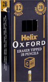 Pack of 12 Oxford Helix 2B Grade Graphite Pencils with eraser tips, ideal for writing and sketching.